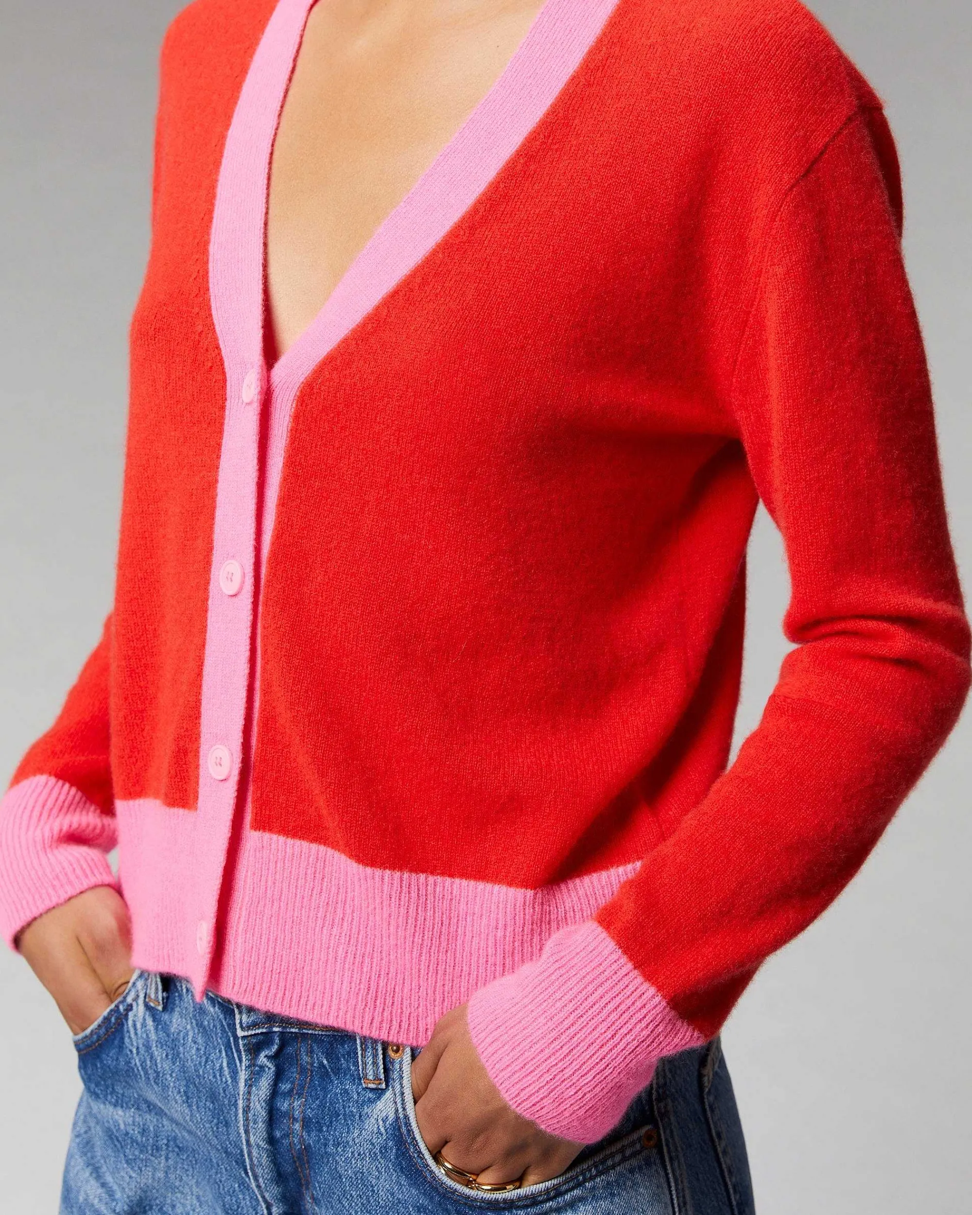 Pull Cardigan Bicolore Leger*FROM FUTURE New