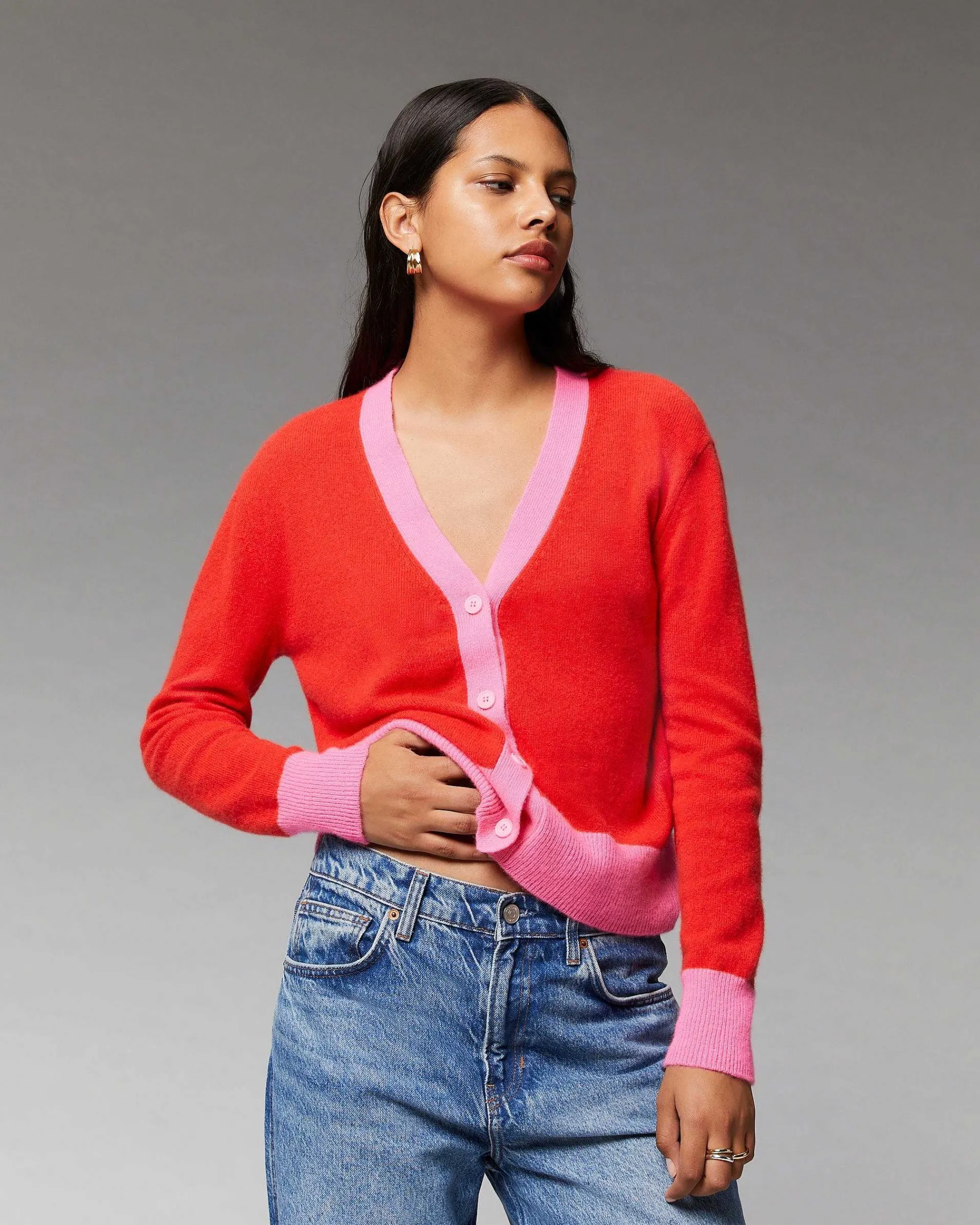 Pull Cardigan Bicolore Leger*FROM FUTURE New