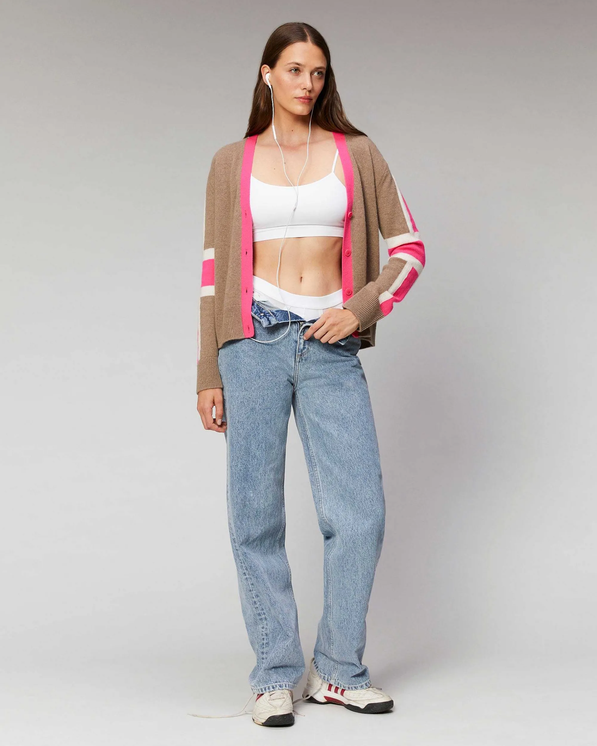 Pull Cardigan Manches Tricolore Leger*FROM FUTURE Hot