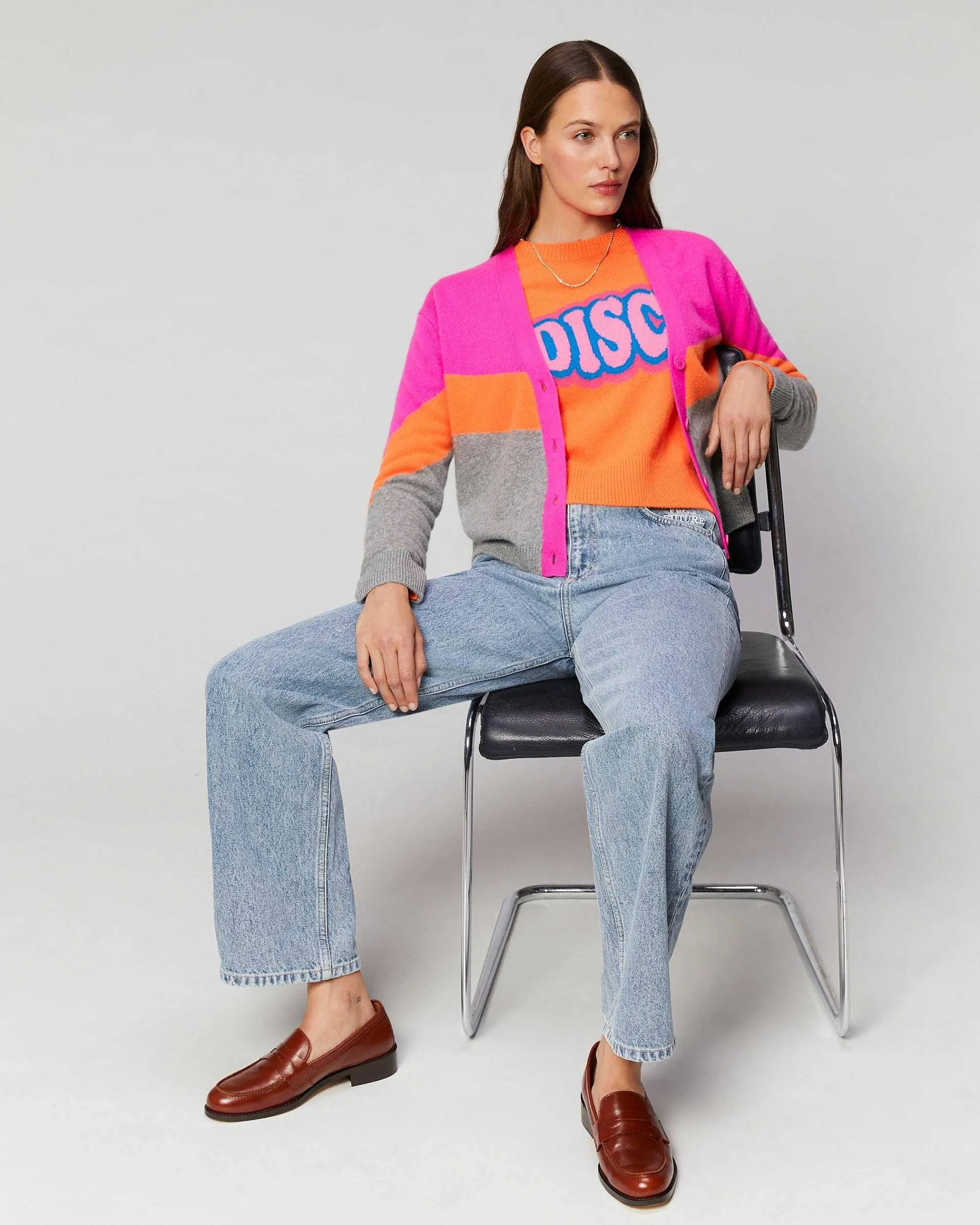 Pull Cardigan Tricolore Leger*FROM FUTURE Best