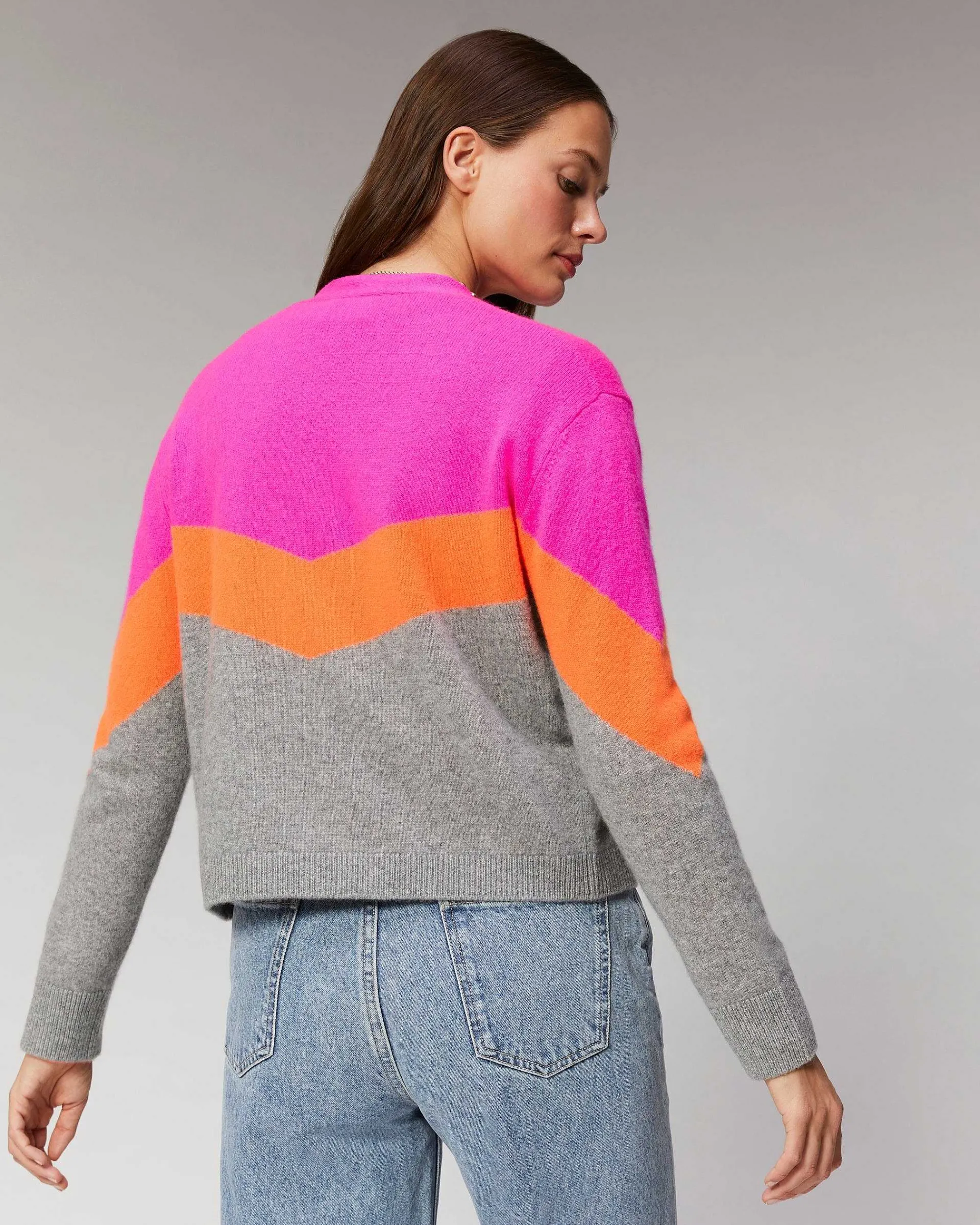 Pull Cardigan Tricolore Leger*FROM FUTURE Clearance