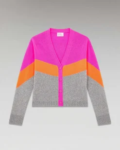 Pull Cardigan Tricolore Leger*FROM FUTURE Clearance