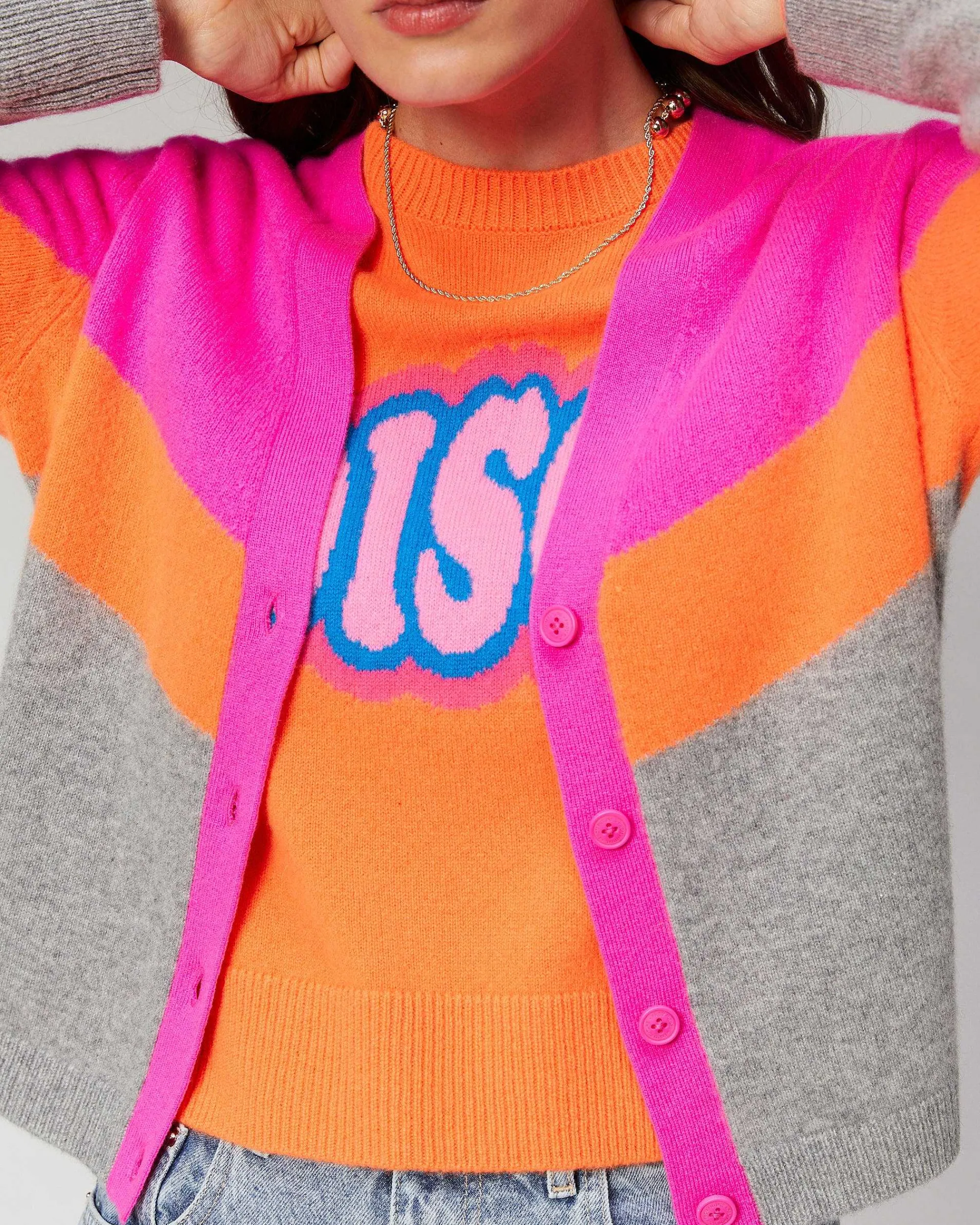 Pull Cardigan Tricolore Leger*FROM FUTURE Clearance