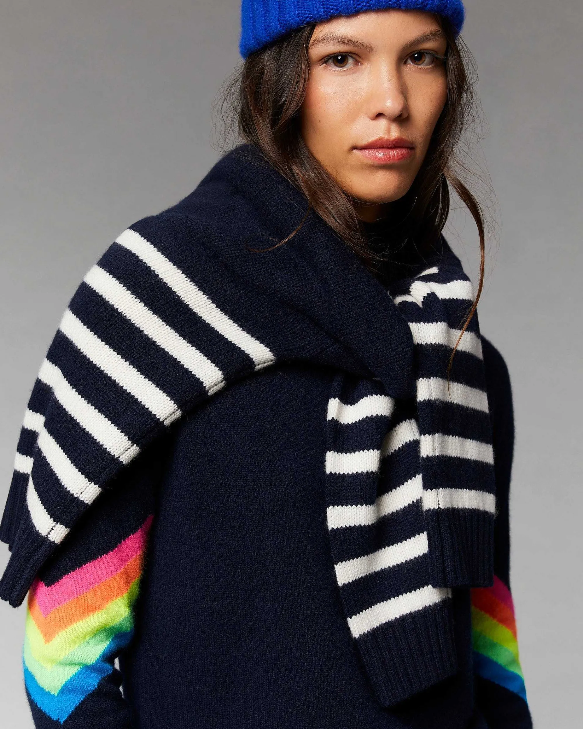 Pull Col Montant Bandes Manches Multico Leger*FROM FUTURE Hot