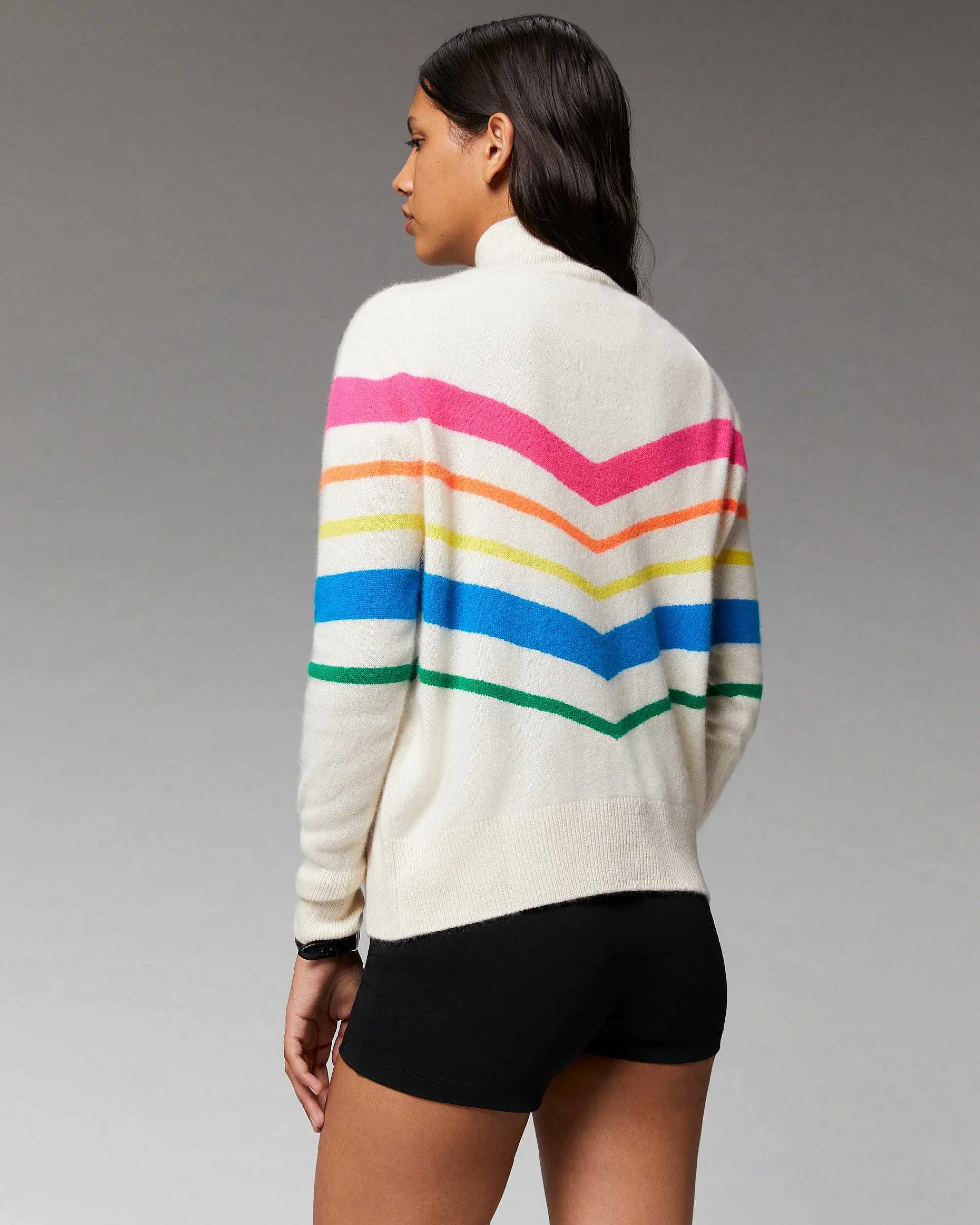 Pull Col Montant Bandes Multicolore Leger*FROM FUTURE Best