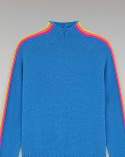 Pull Col Montant Bandes Manches Multicolore Leger*FROM FUTURE Hot