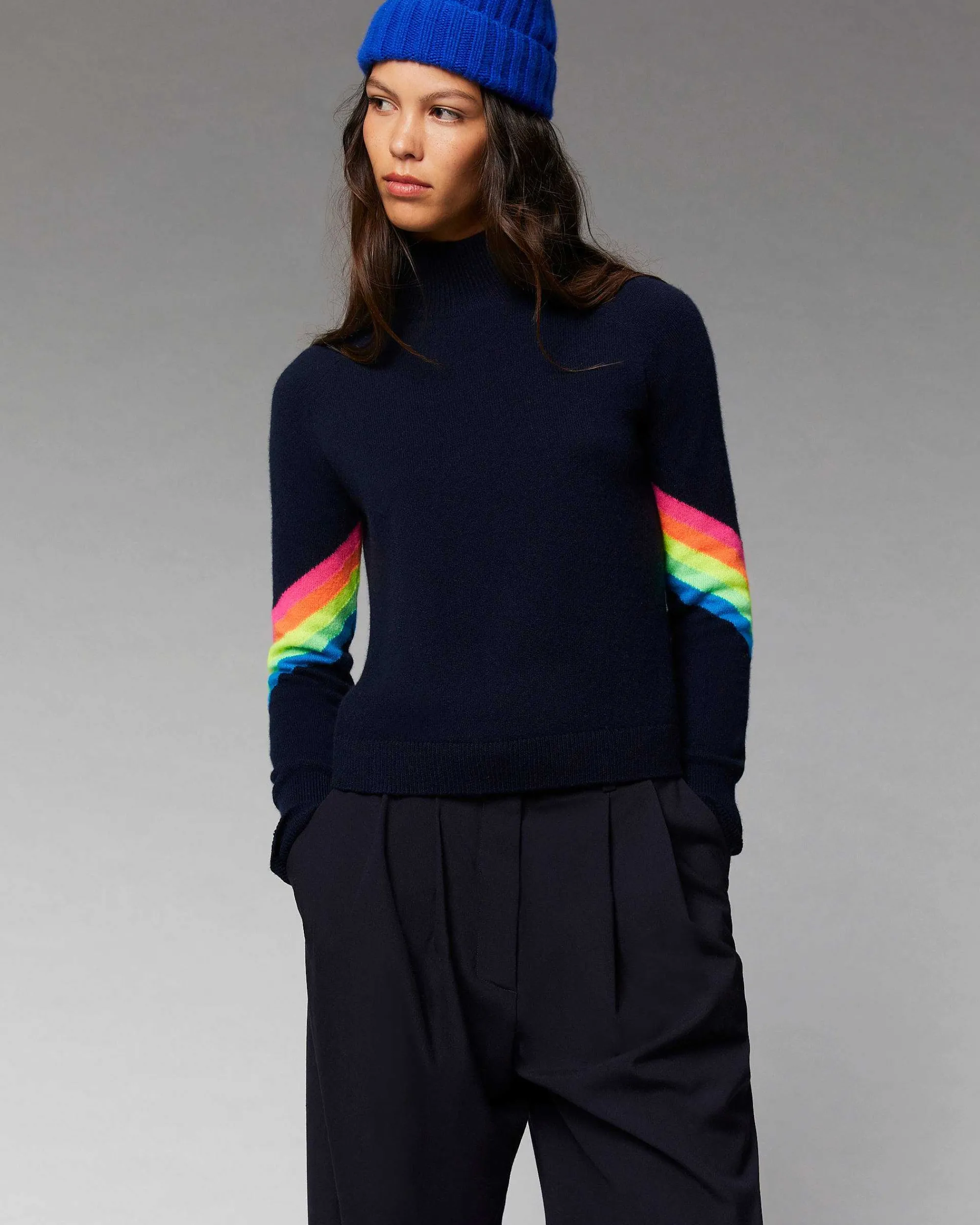 Pull Col Montant Bandes Manches Multico Leger*FROM FUTURE