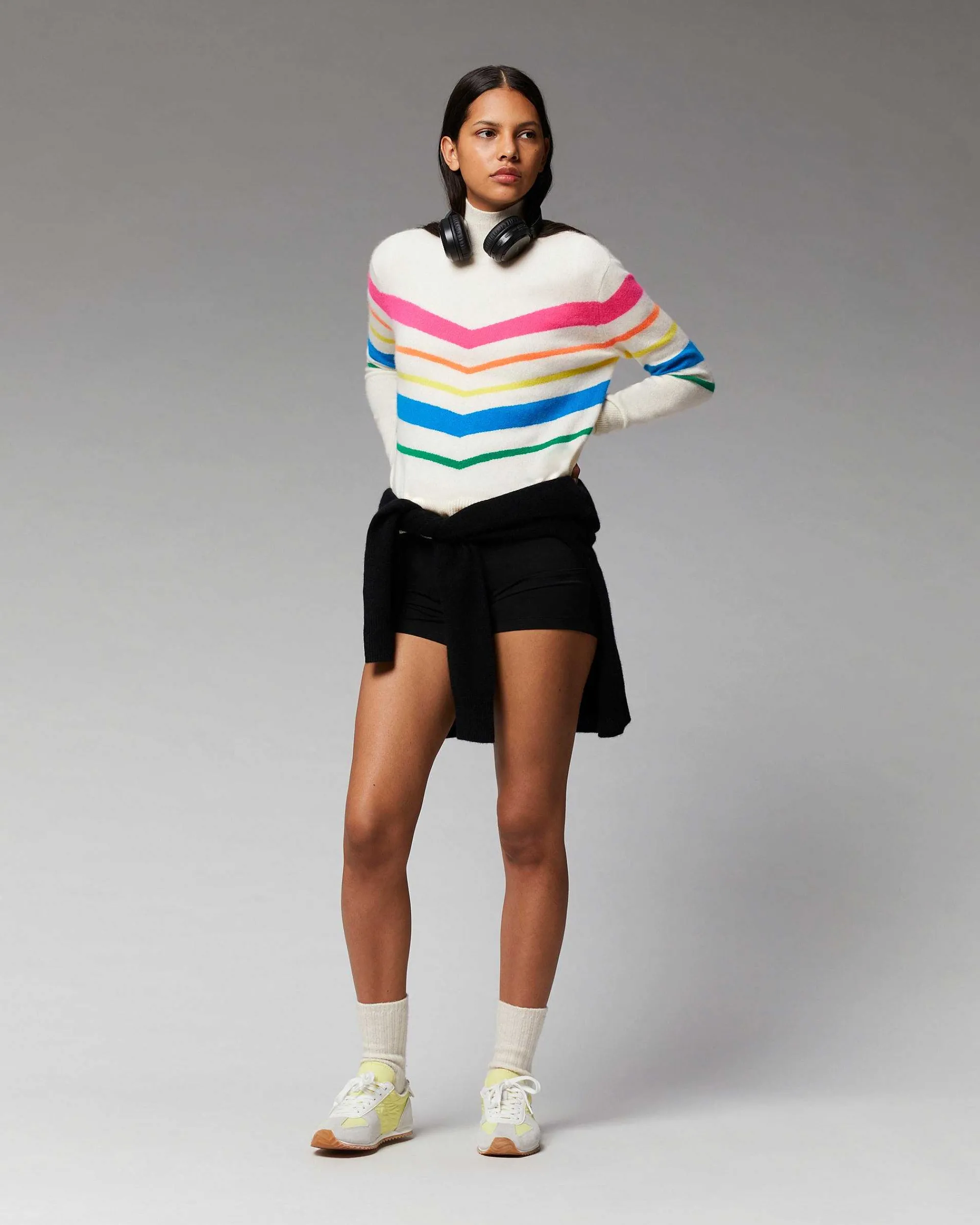 Pull Col Montant Bandes Multicolore Leger*FROM FUTURE New