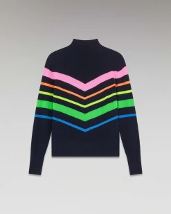 Pull Col Montant Bandes Multicolore Leger*FROM FUTURE New