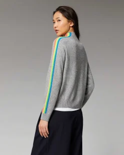 Pull Col Montant Bandes Manches Multicolore Leger*FROM FUTURE Discount