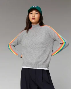 Pull Col Montant Bandes Manches Multicolore Leger*FROM FUTURE