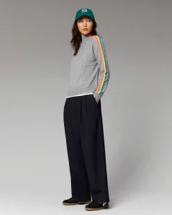 Pull Col Montant Bandes Manches Multicolore Leger*FROM FUTURE Clearance