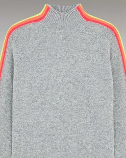 Pull Col Montant Bandes Manches Multicolore Leger*FROM FUTURE Clearance