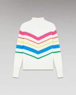 Pull Col Montant Bandes Multicolore Leger*FROM FUTURE Hot