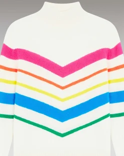 Pull Col Montant Bandes Multicolore Leger*FROM FUTURE Hot