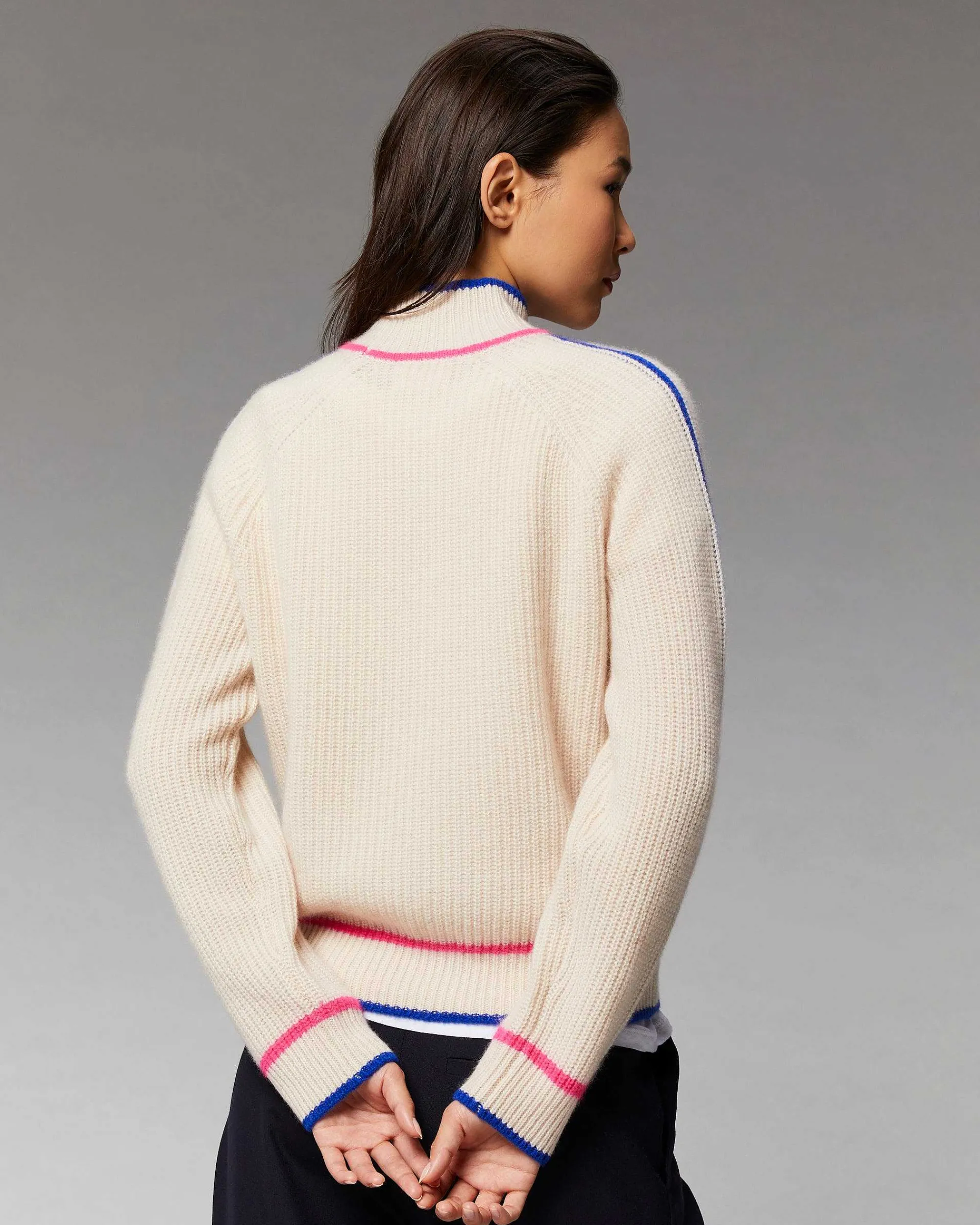 Pull Col Montant Tricolore Maille Perlee*FROM FUTURE Discount