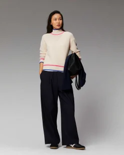 Pull Col Montant Tricolore Maille Perlee*FROM FUTURE New