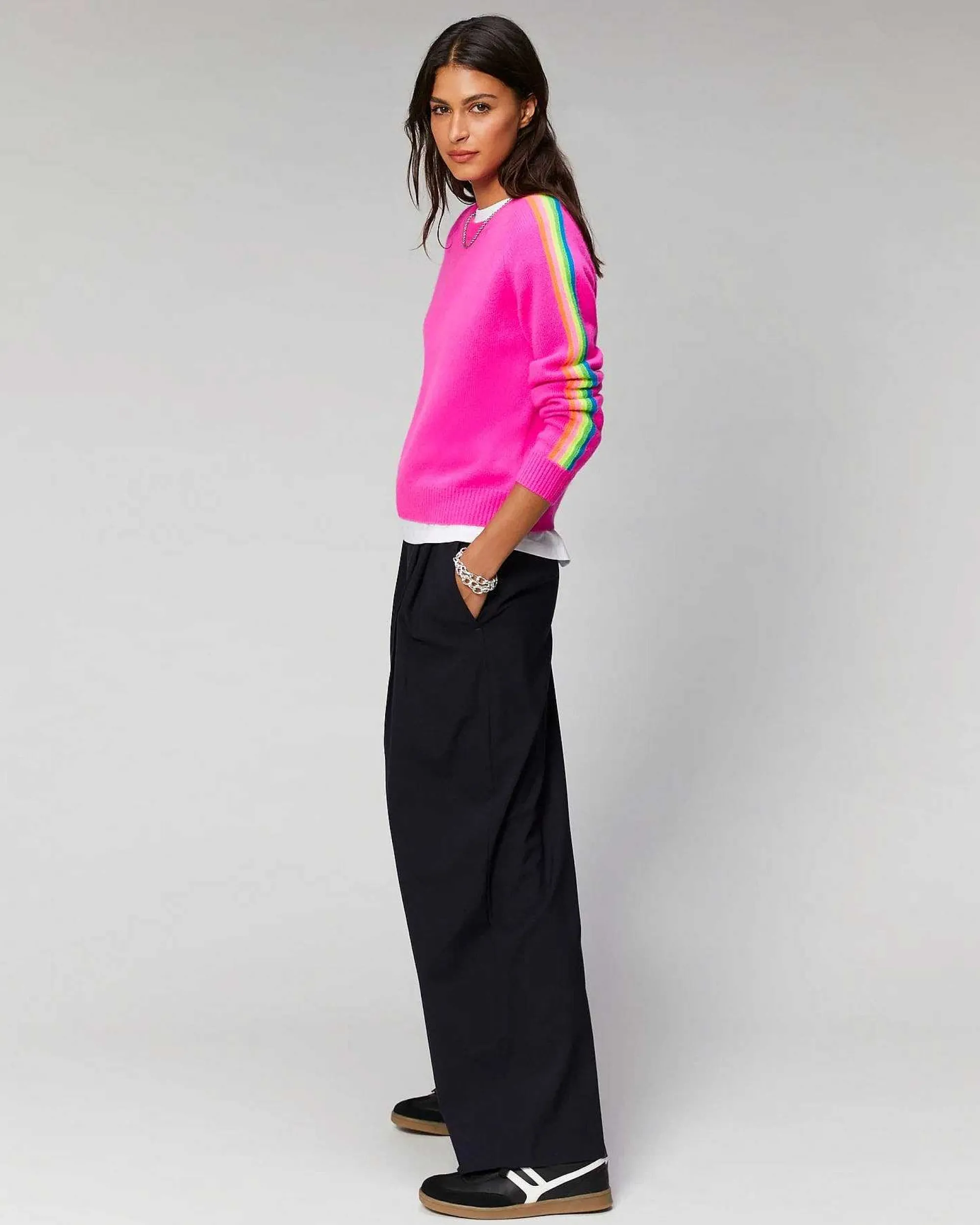 Pull Col Rond Bandes Manches Multicolore*FROM FUTURE Sale