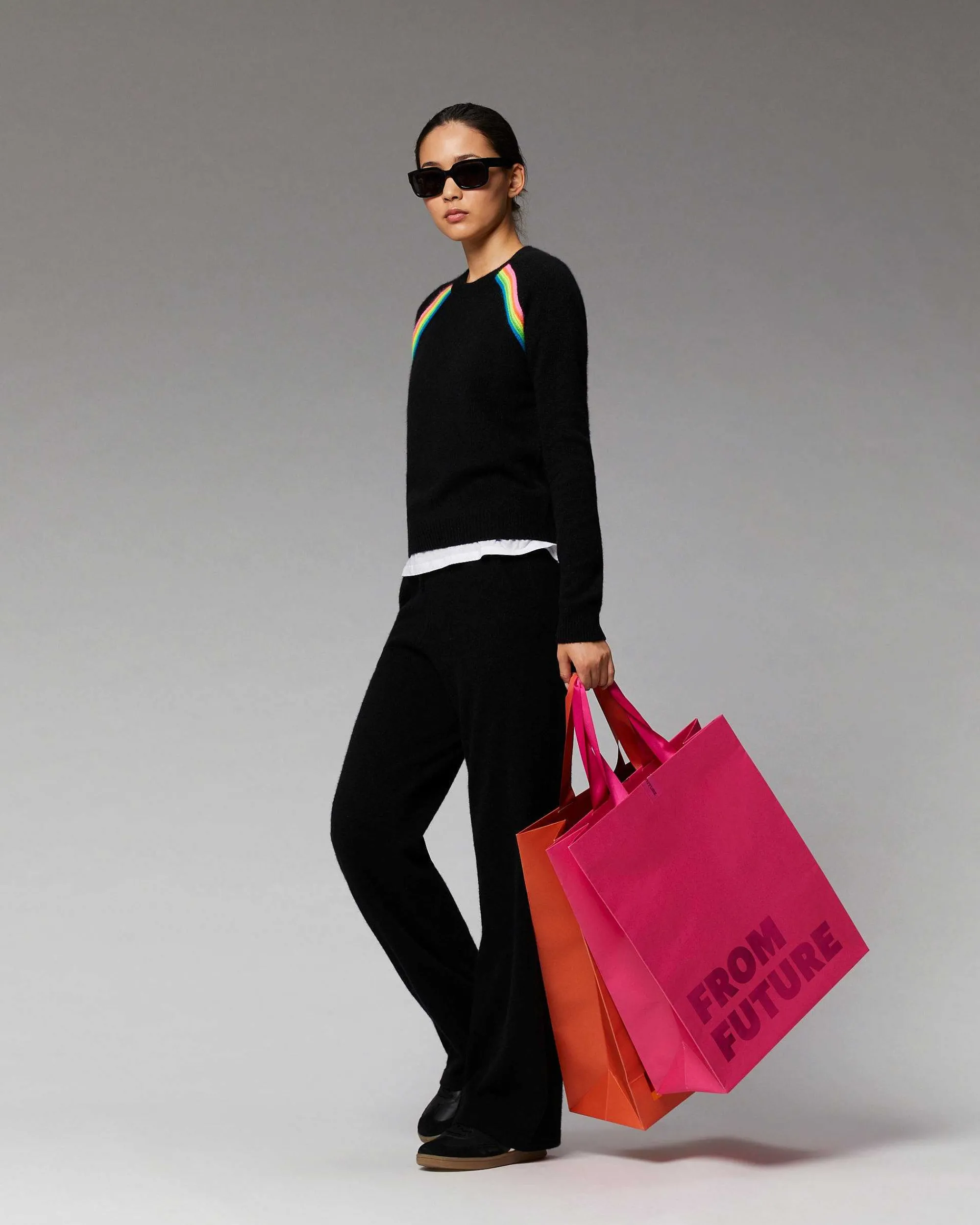 Pull Col Rond Bandes Multicolore Raglan*FROM FUTURE Discount