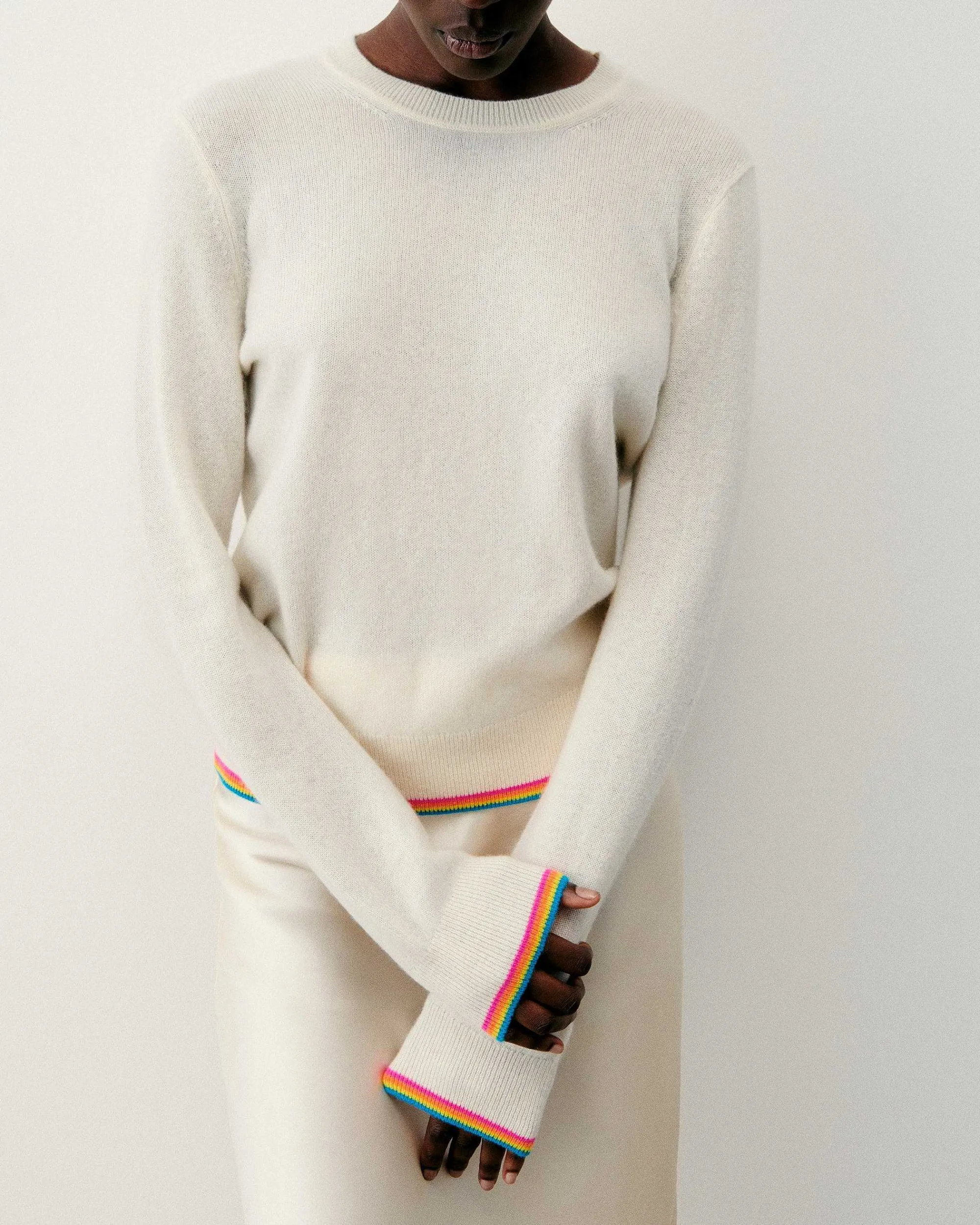 Pull Col Rond Bas Liseret Multicolore*FROM FUTURE