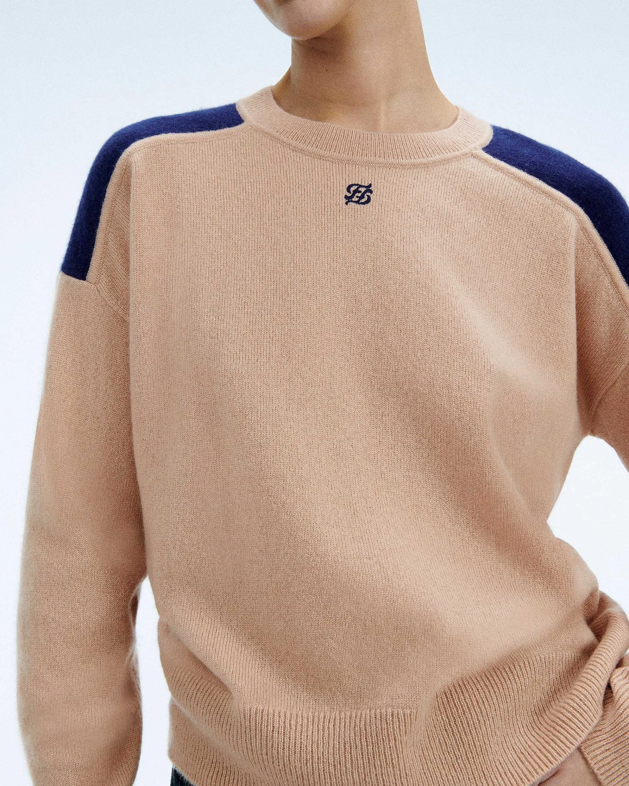 Pull Col Rond Bicolore Et Broderie*FROM FUTURE New