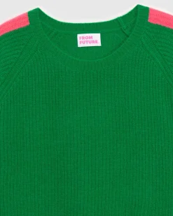 Pull Col Rond Maille Perlee Bandes Multicolore*FROM FUTURE New