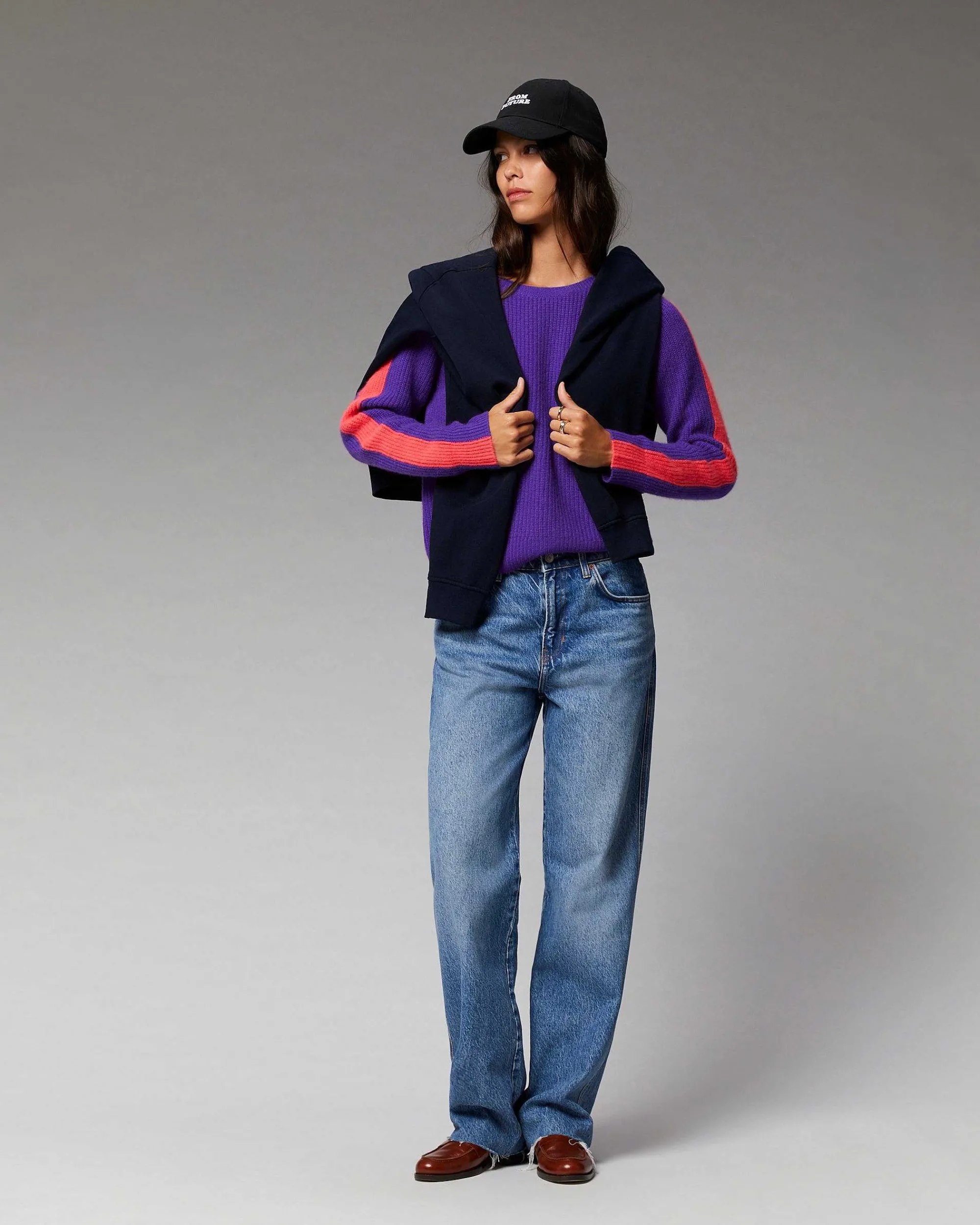 Pull Col Rond Maille Perlee Bandes Multicolore*FROM FUTURE Sale