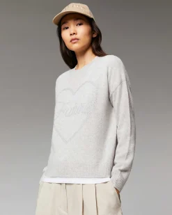 Pull Col Rond Strass Coeur Leger*FROM FUTURE