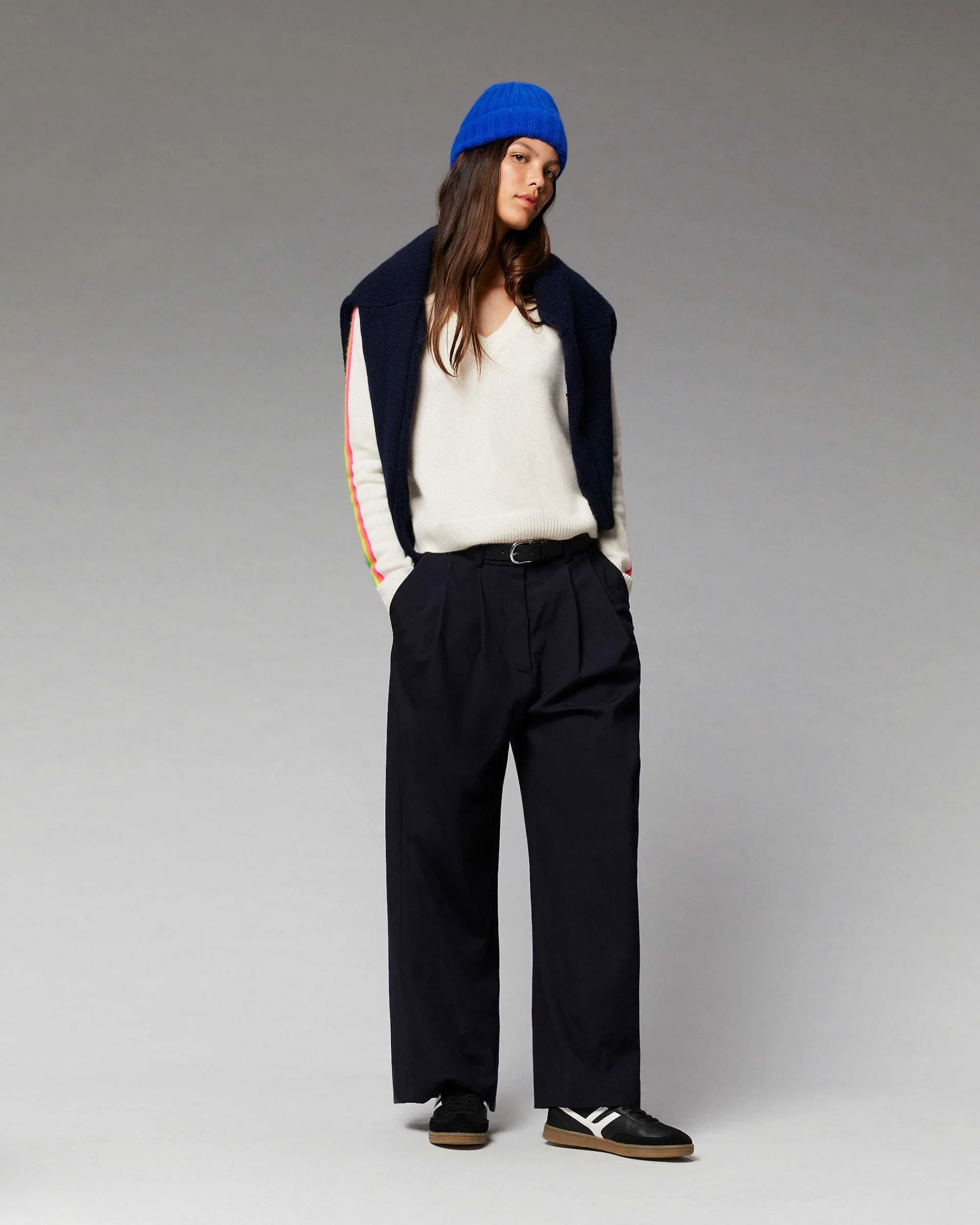 Pull Col V Bandes Manches Multicolore*FROM FUTURE Sale