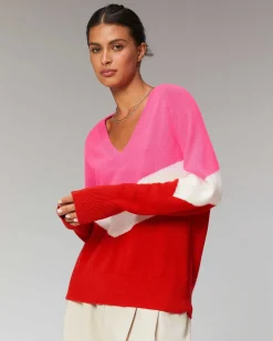 Pull Col V Bandes Tricolore Leger*FROM FUTURE Sale