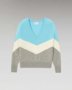 Pull Col V Bandes Tricolore Leger*FROM FUTURE Clearance