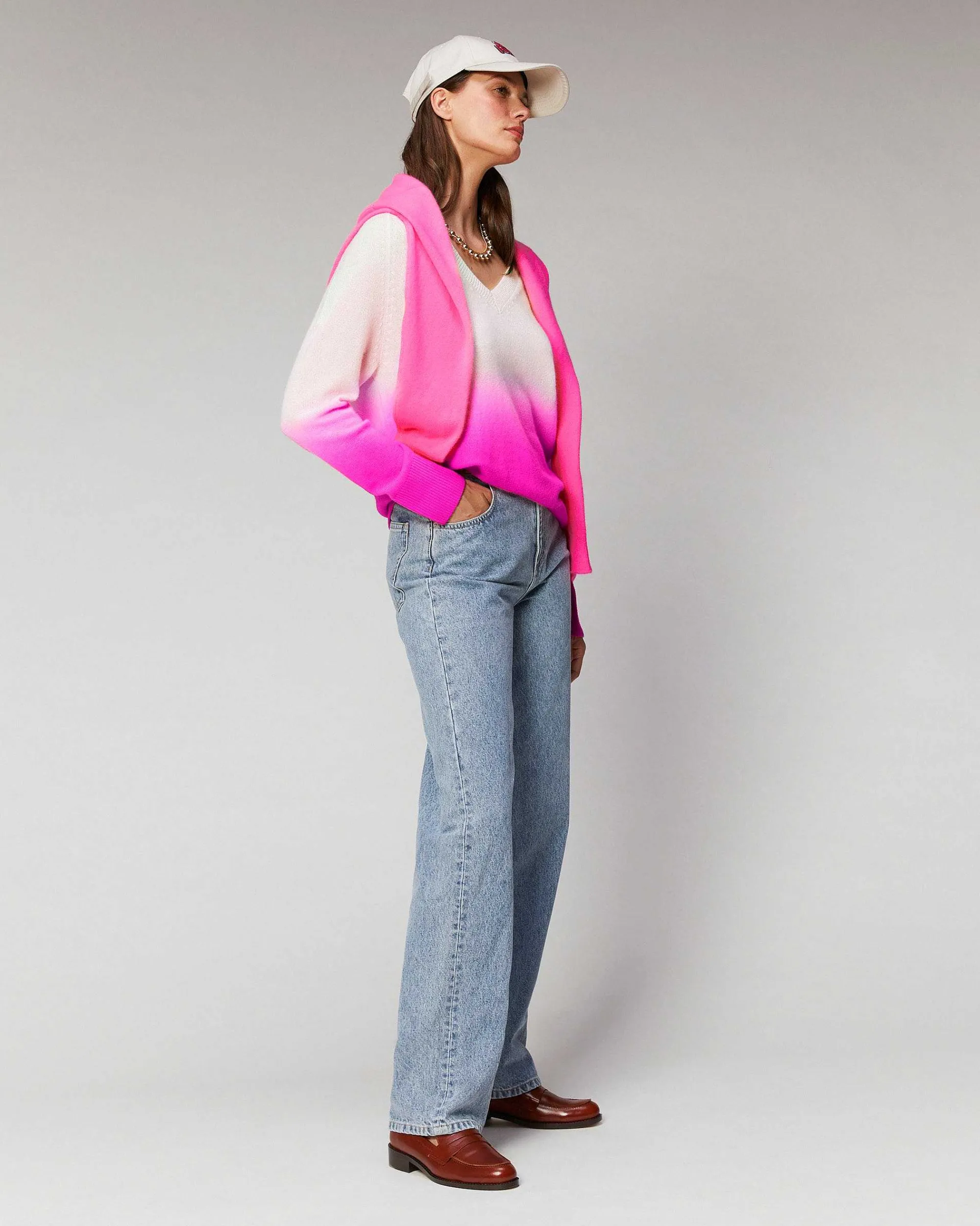 Pull Col V Dip Dye Leger*FROM FUTURE