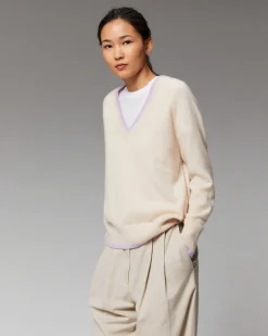 Pull Col V Liserets Contrastes Leger*FROM FUTURE Sale