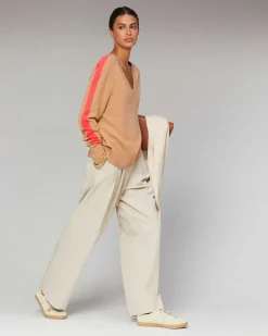 Pull Col V Oversize Bandes Bicolore Leger*FROM FUTURE