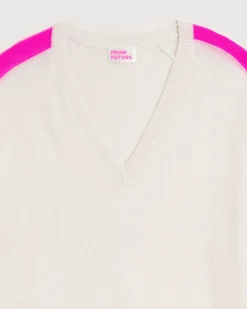 Pull Col V Oversize Bandes Bicolore Leger*FROM FUTURE