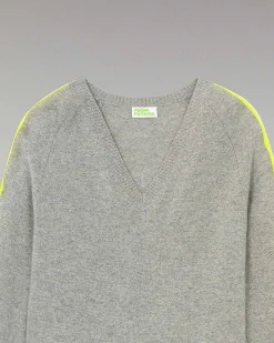 Pull Col V Oversize Bandes Bicolore Leger*FROM FUTURE New