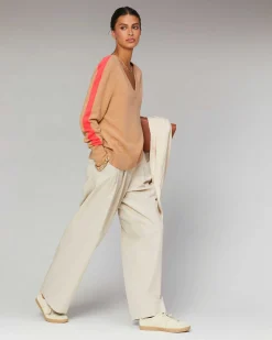 Pull Col V Oversize Bandes Bicolore Leger*FROM FUTURE Outlet