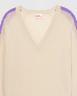 Pull Col V Oversize Bandes Bicolore Leger*FROM FUTURE Outlet