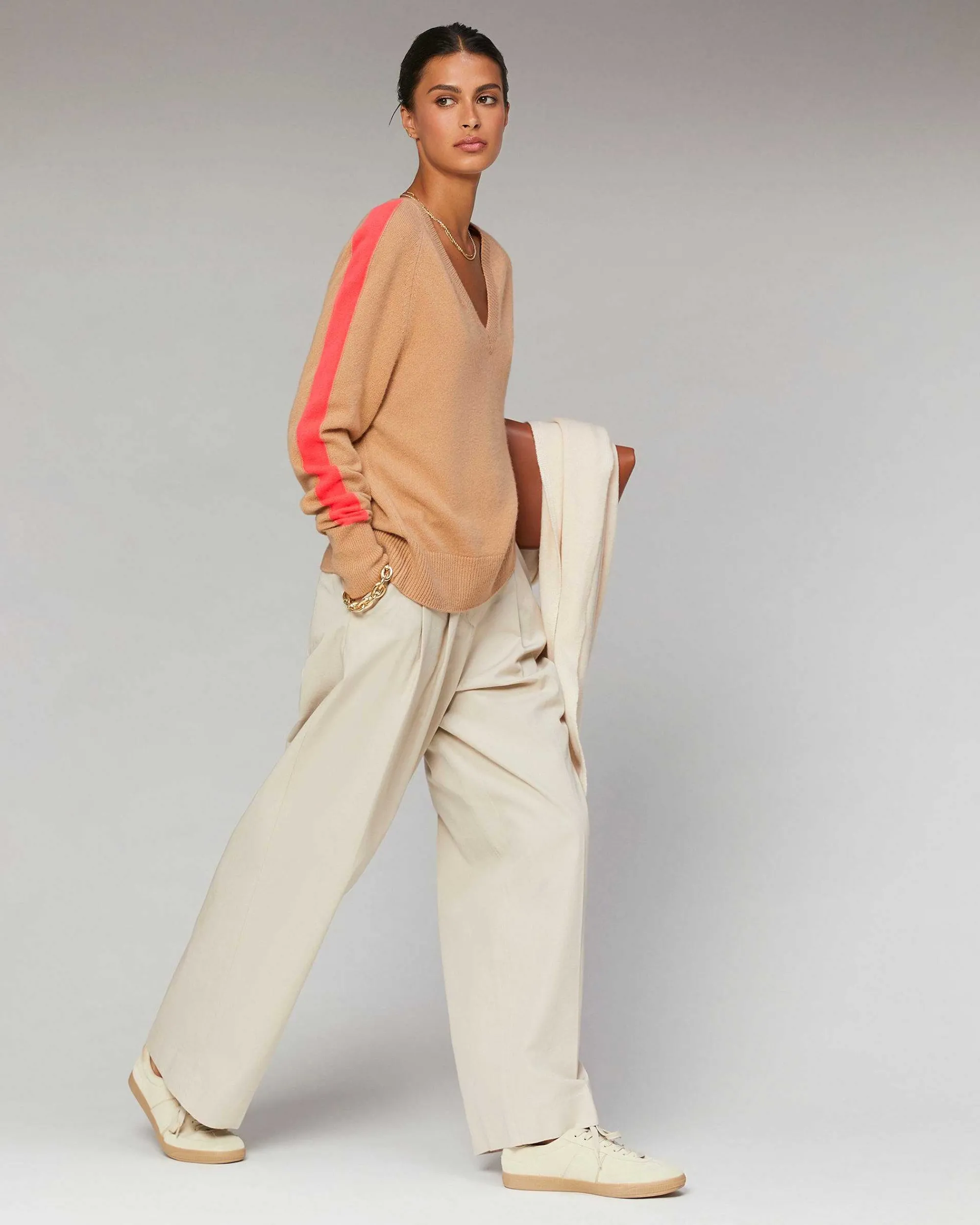 Pull Col V Oversize Bandes Bicolore Leger*FROM FUTURE Best