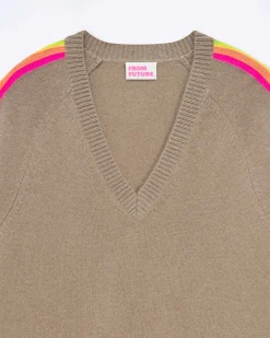 Pull Col V Oversize Bande Manches Multico*FROM FUTURE Discount