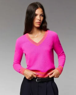 Pull Col V Rayures Tennis Leger*FROM FUTURE