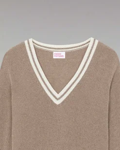 Pull Col V Rayures Tennis Leger*FROM FUTURE