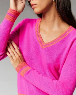 Pull Col V Rayures Tennis Leger*FROM FUTURE New