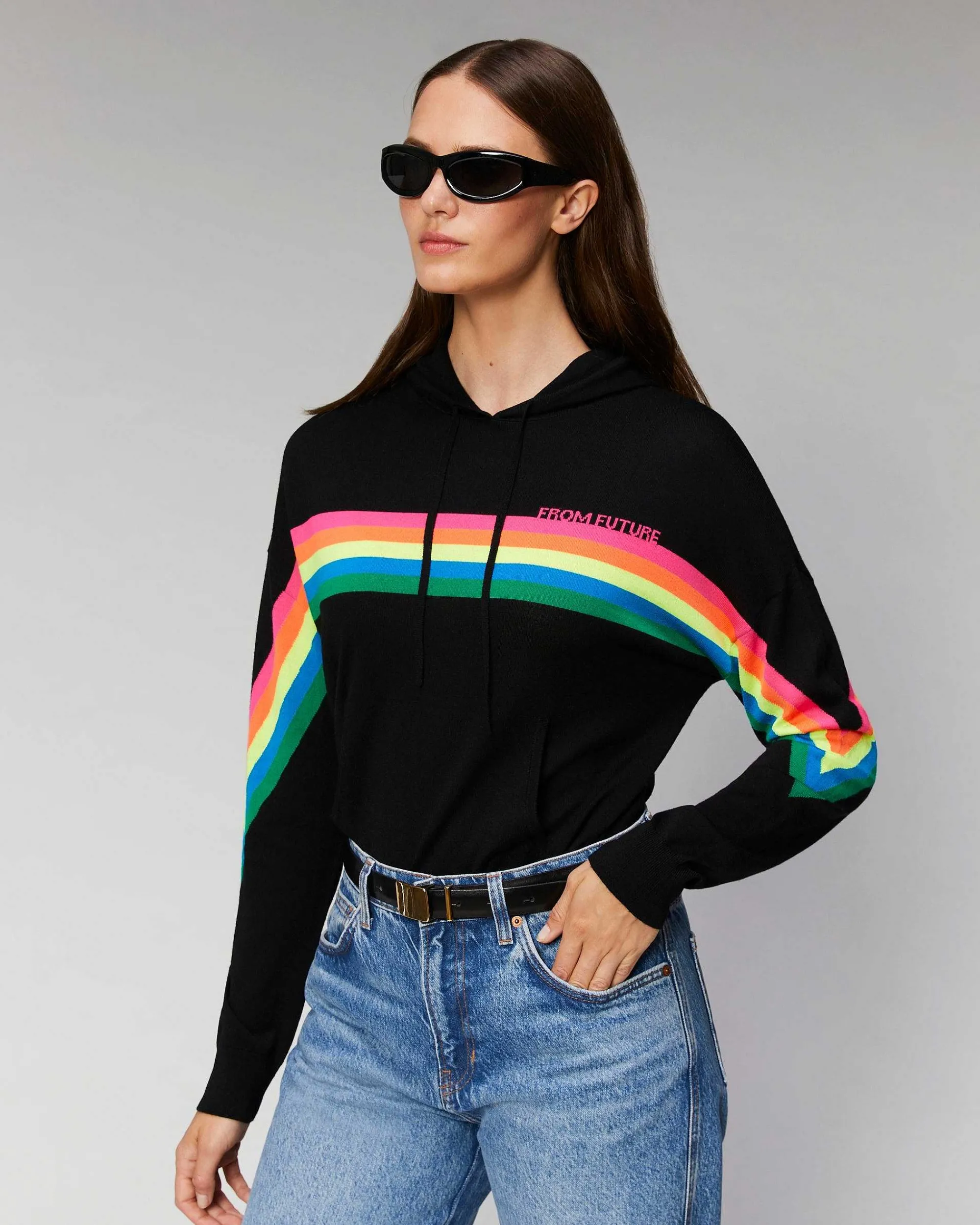 Pull Hoodie Bandes Multicolore*FROM FUTURE Clearance