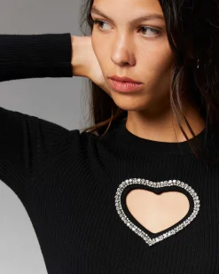 Robe Courte Manche Longue Coeur Strass*FROM FUTURE Outlet